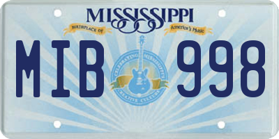 MS license plate MIB998