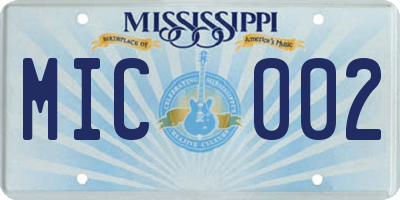 MS license plate MIC002