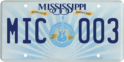 MS license plate MIC003