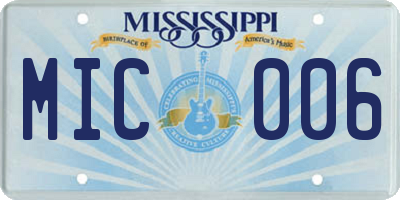 MS license plate MIC006