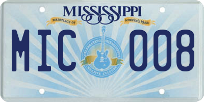 MS license plate MIC008
