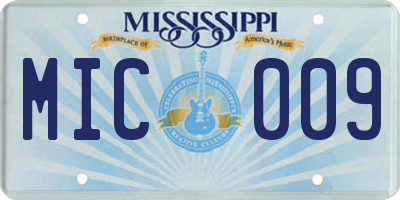 MS license plate MIC009