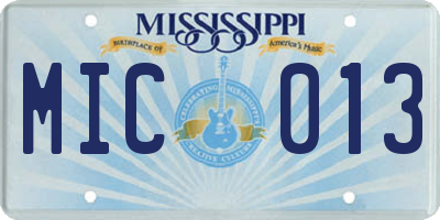 MS license plate MIC013