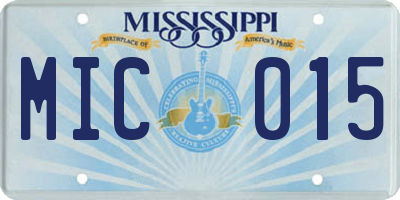 MS license plate MIC015