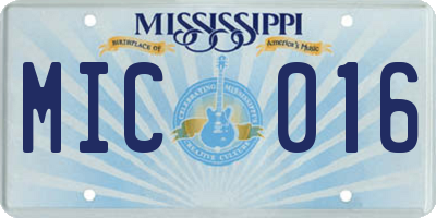 MS license plate MIC016