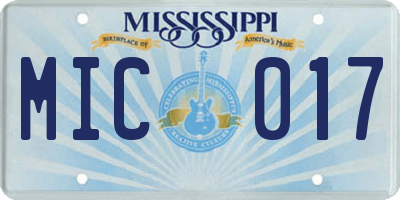 MS license plate MIC017