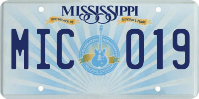 MS license plate MIC019