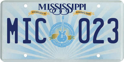 MS license plate MIC023