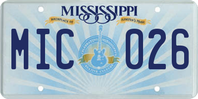 MS license plate MIC026