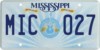 MS license plate MIC027