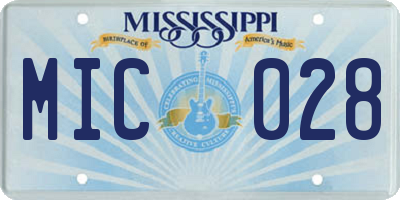 MS license plate MIC028