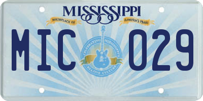 MS license plate MIC029