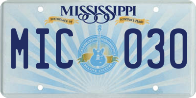 MS license plate MIC030