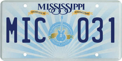 MS license plate MIC031