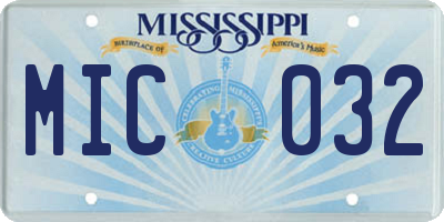 MS license plate MIC032