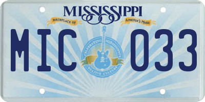MS license plate MIC033
