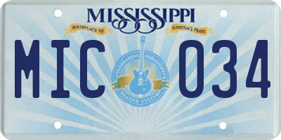 MS license plate MIC034