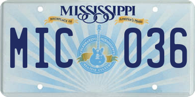 MS license plate MIC036