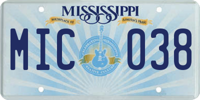 MS license plate MIC038