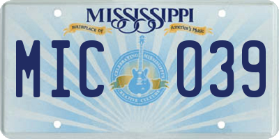 MS license plate MIC039