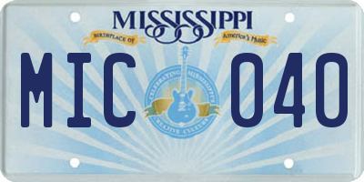 MS license plate MIC040