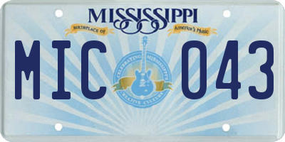 MS license plate MIC043