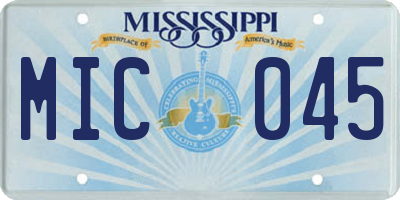 MS license plate MIC045