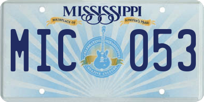 MS license plate MIC053