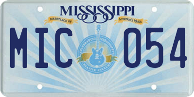 MS license plate MIC054