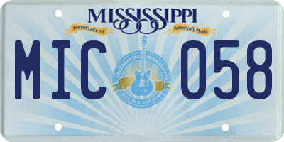 MS license plate MIC058