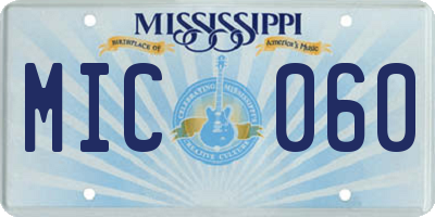 MS license plate MIC060