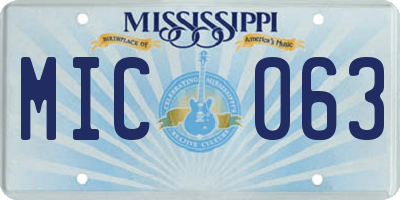 MS license plate MIC063