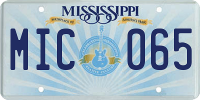 MS license plate MIC065