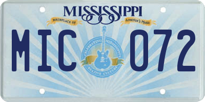 MS license plate MIC072