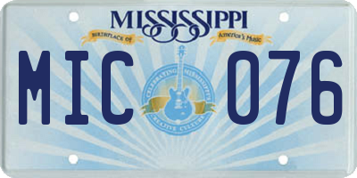 MS license plate MIC076