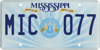 MS license plate MIC077