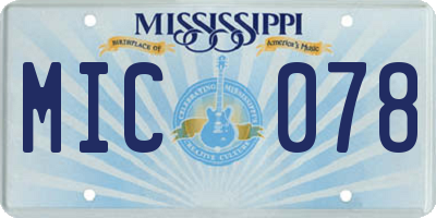 MS license plate MIC078