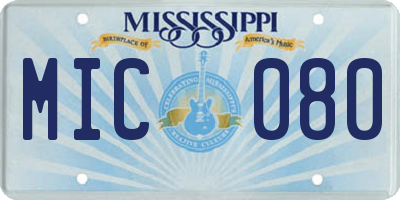 MS license plate MIC080