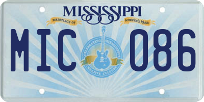 MS license plate MIC086