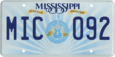 MS license plate MIC092