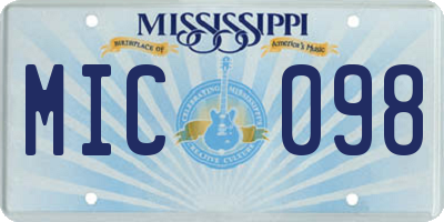 MS license plate MIC098