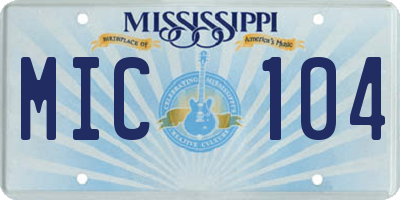 MS license plate MIC104
