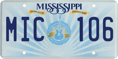 MS license plate MIC106