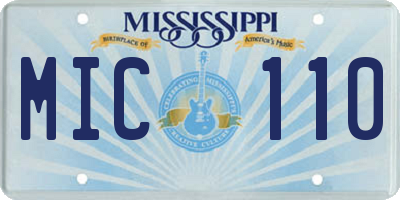 MS license plate MIC110