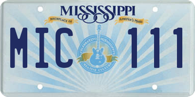 MS license plate MIC111