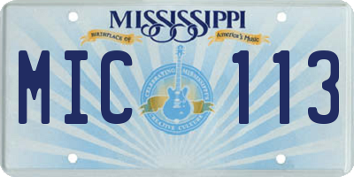 MS license plate MIC113
