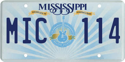 MS license plate MIC114