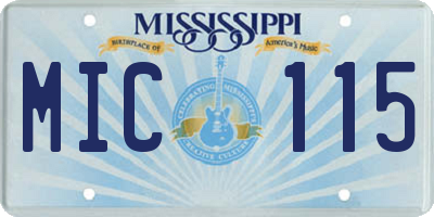 MS license plate MIC115