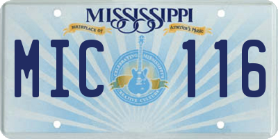 MS license plate MIC116