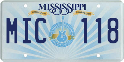 MS license plate MIC118